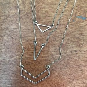 Gold triangle layered necklace